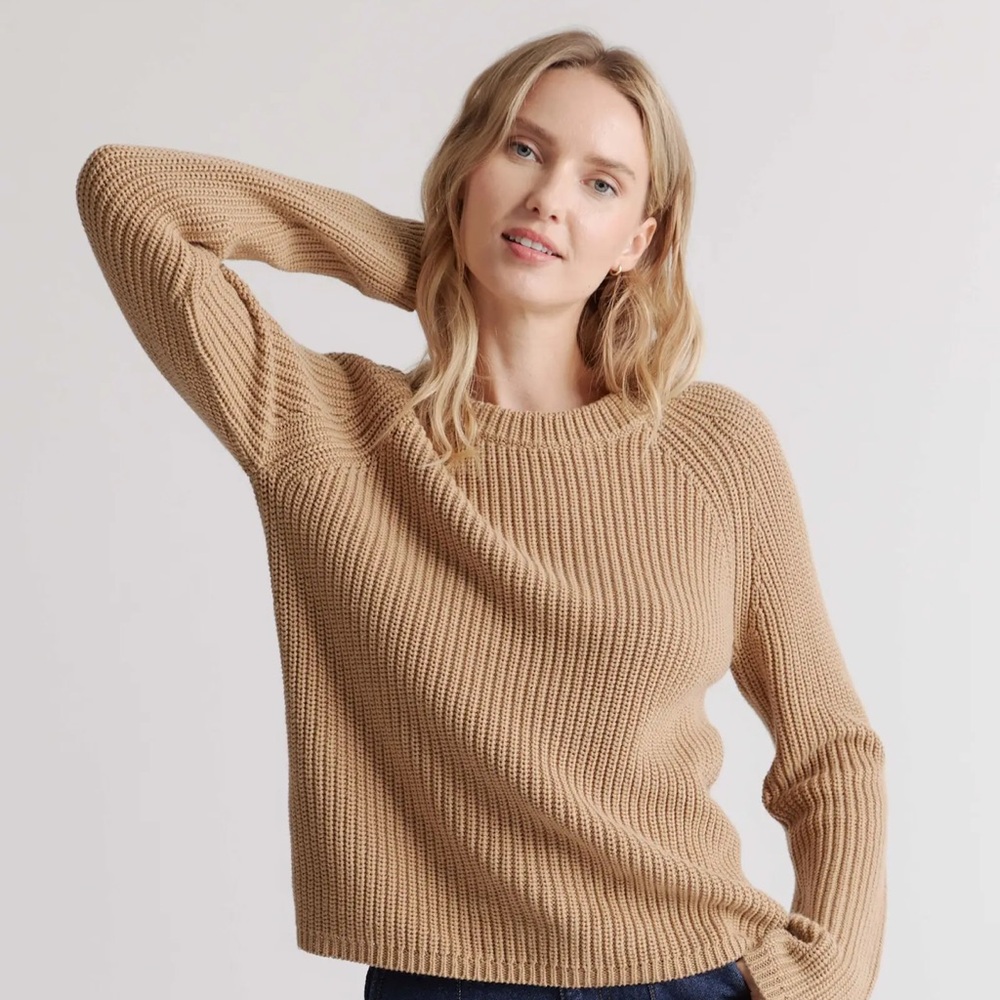Quince Organic Cotton Fisherman Crew Sweater Sz S